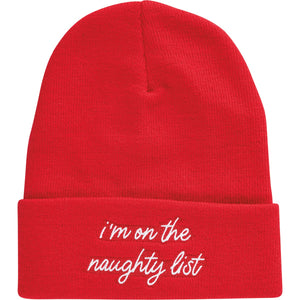 'I'm On The Naughty List' Beanie