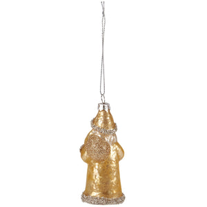 Glass Gold Santa Ornament