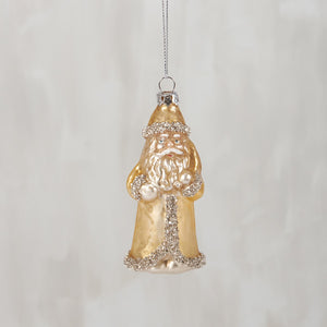 Glass Gold Santa Ornament