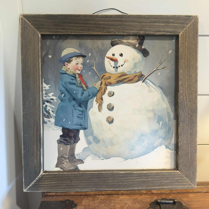 Vintage Boy with Snowball Print