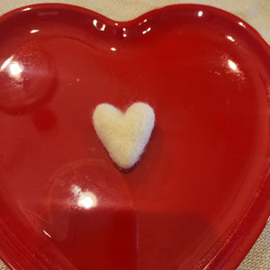 White Felted Heart