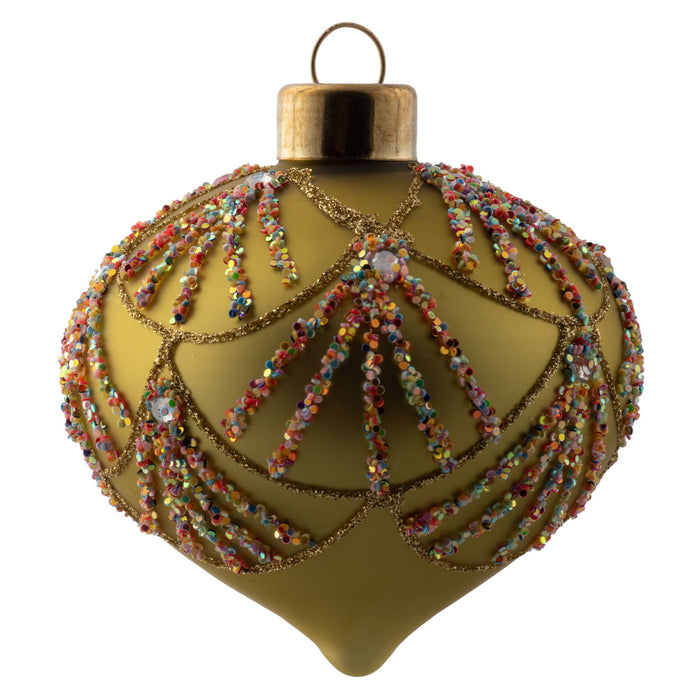 Deco Glitter Glass Gold Ornament