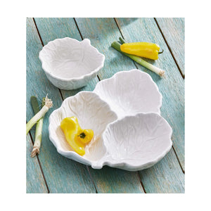 Cabbage 3 Part Divided Dish - White