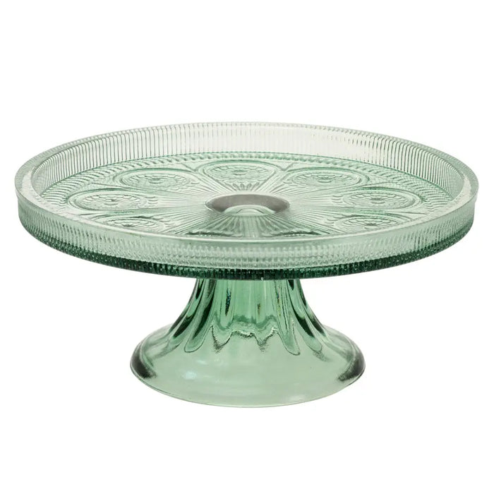 Sage Green Glass Cake Stand