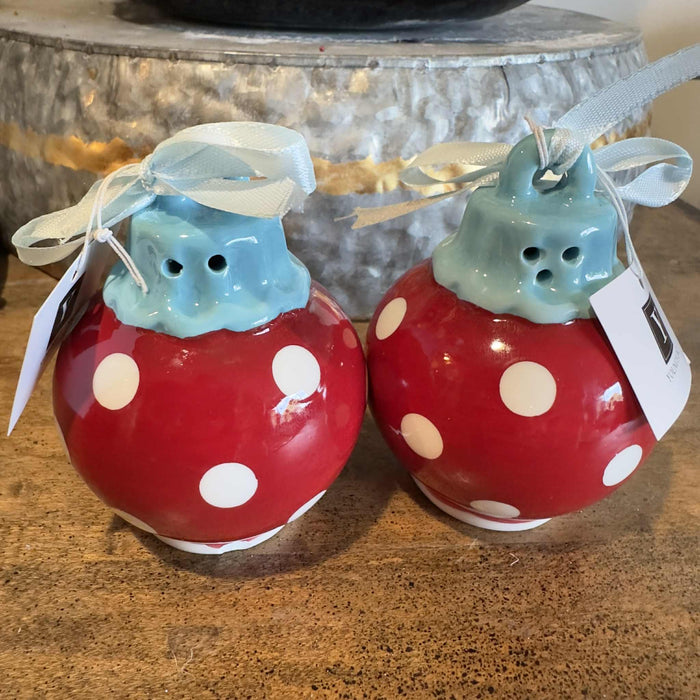 Colorful Christmas Ornament Ball Shaped Salt and Pepper Shaker Set