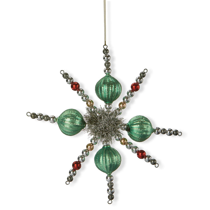 Green Tinsel Star Christmas Ornament