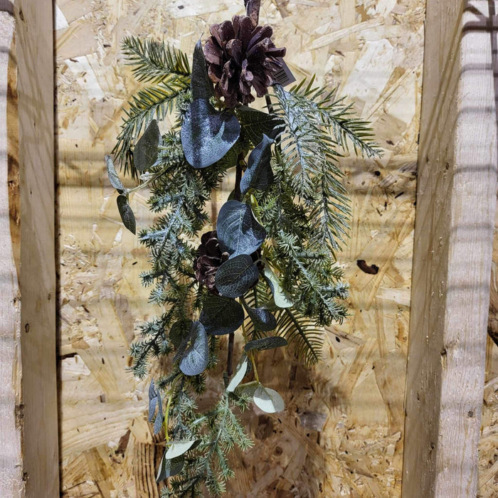 Pine, Eucalyptus, and Pinecone Bough with Mica Snow