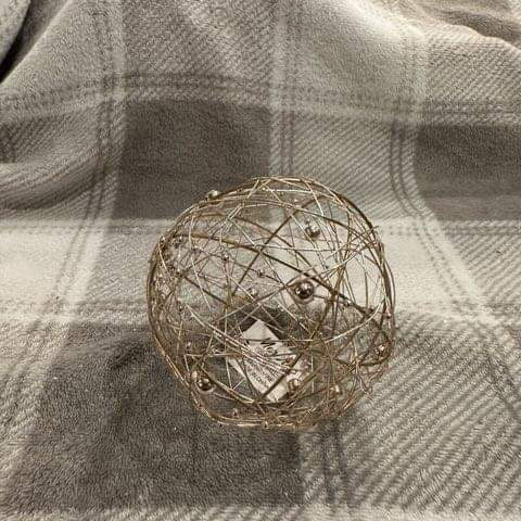 Small Champagne Wire & Bead Sphere