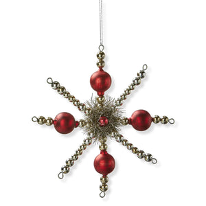 Red Tinsel Star Christmas Ornament
