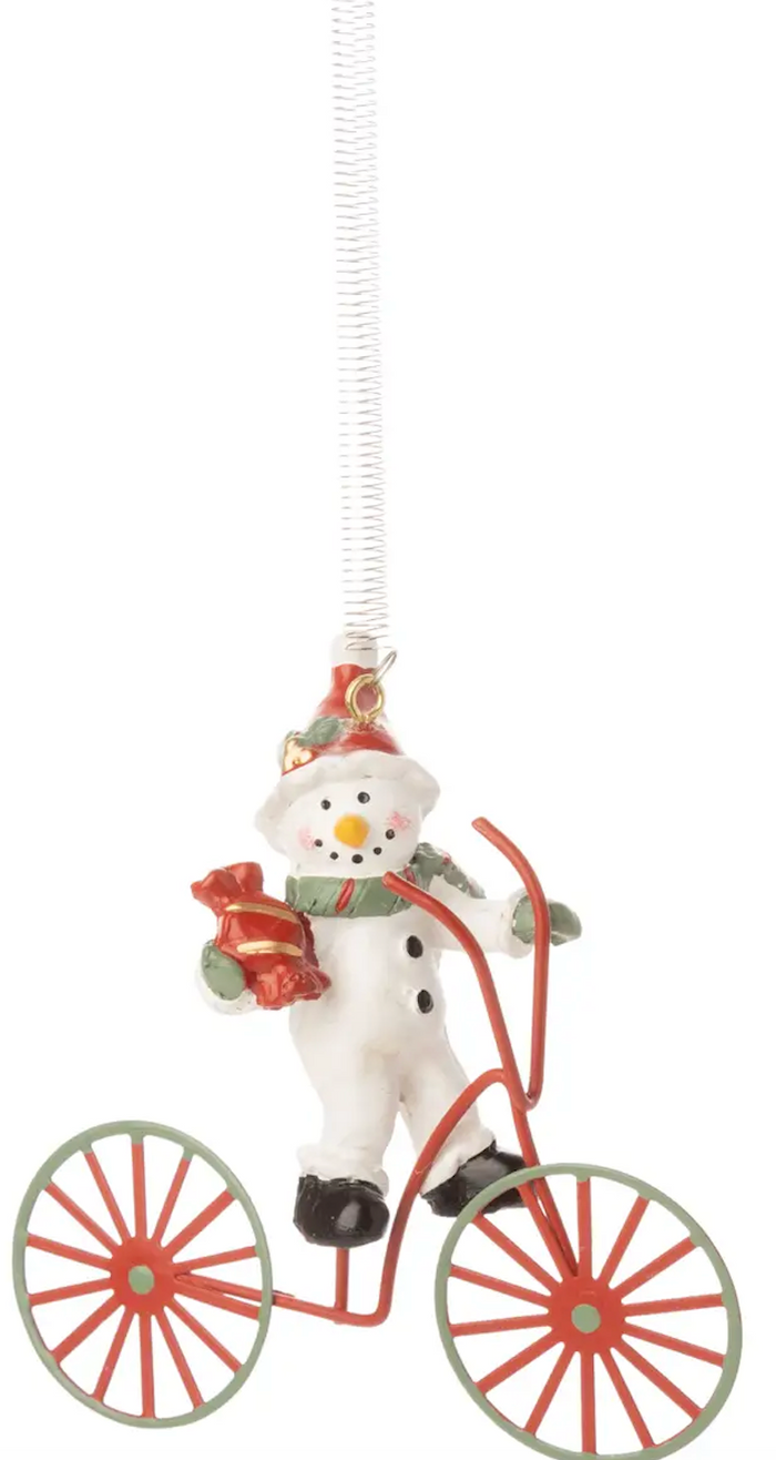 Snowman on Bicycle Ornament