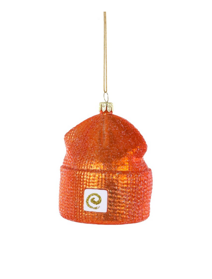 Hipster Orange Beanie Ornament