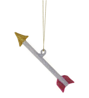 Glittered Arrow Glass Ornament