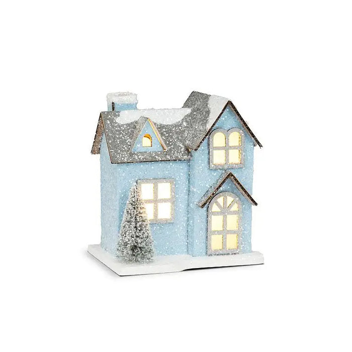 Small Snowy Blue Glitter House