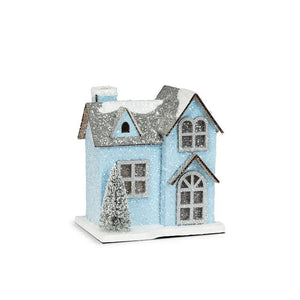 Small Snowy Blue Glitter House