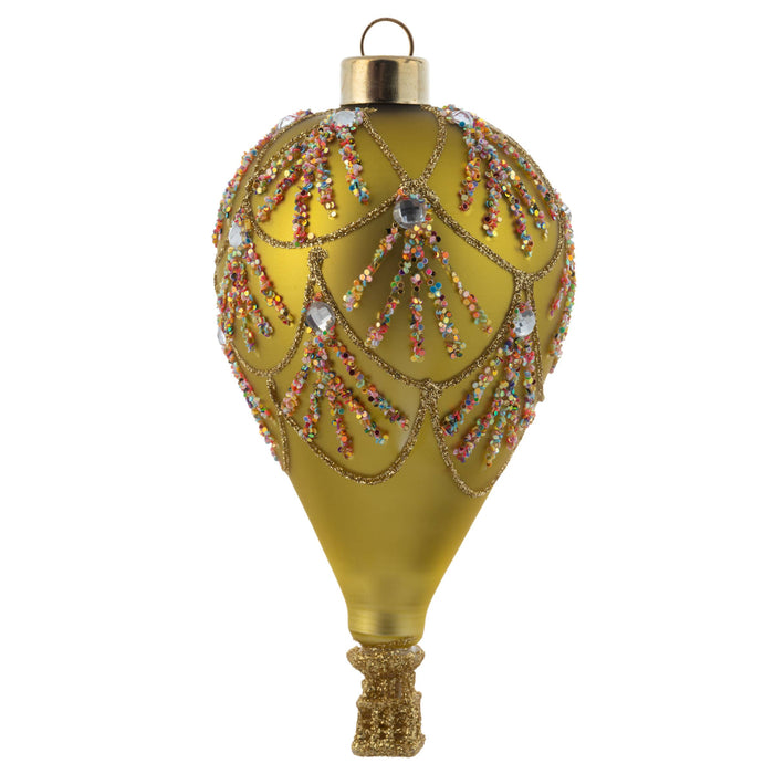 Deco Glitter Hot Air Balloon Glass Ornament