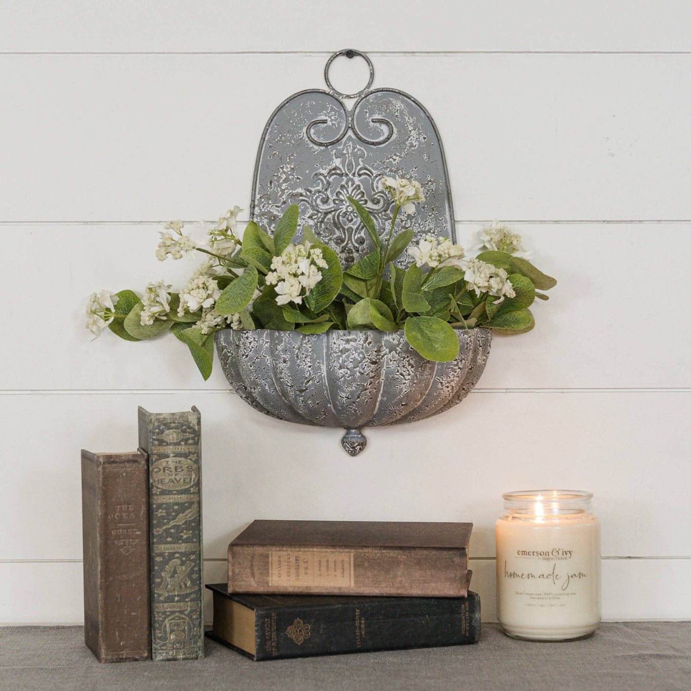 grey hanging planter Weathered Metal Hanging Wall Planter, Metal