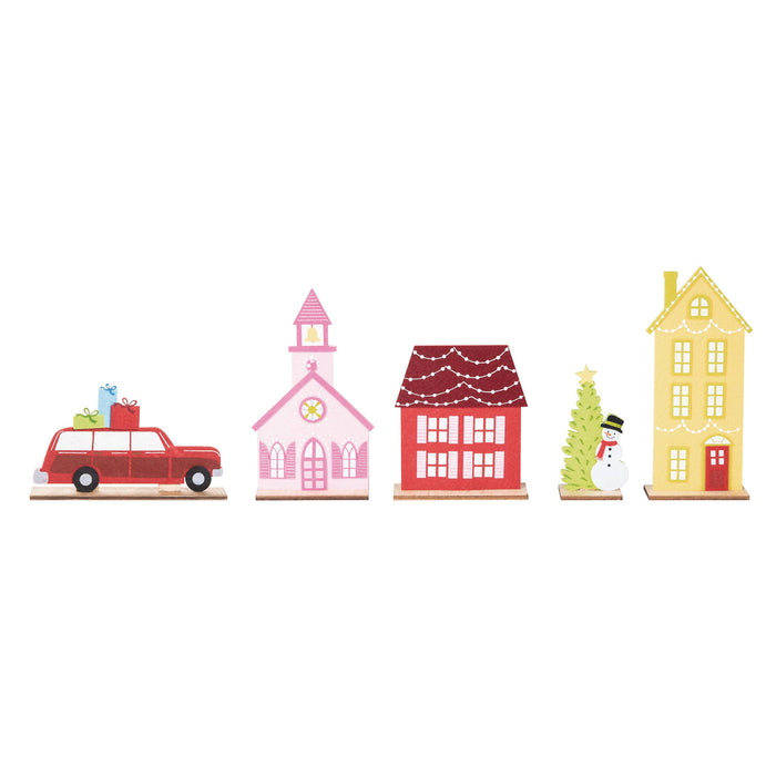 Christmas Village Felt Figurine - Set of 5