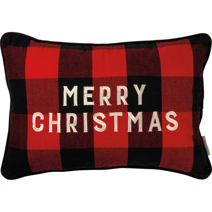 Merry Christmas - Plaid Pillow