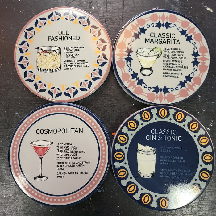 Round Cocktail Recipe Coasters