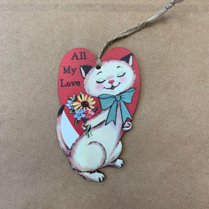 Vintage Valentine Wooden Ornament
