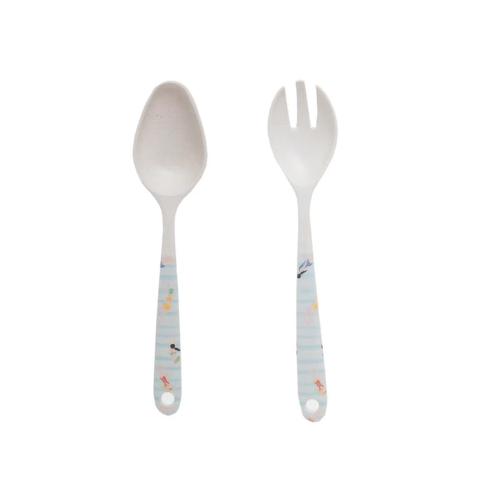 Bamboo Swim Print Fork/Spoon Set