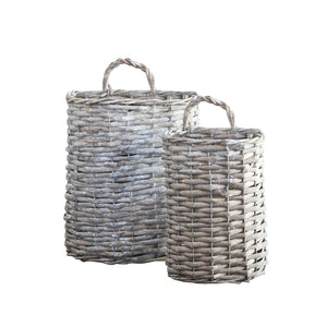 Grey Willow Oval Baskets - Set of 2