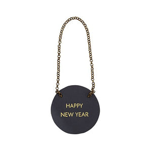 "Happy New Year" - Leather Bottle Tag