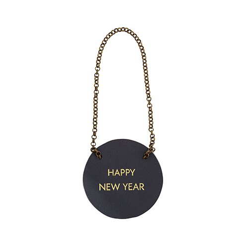 "Happy New Year" - Leather Bottle Tag