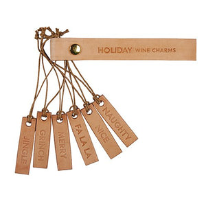 Holiday Leather Wine Charms