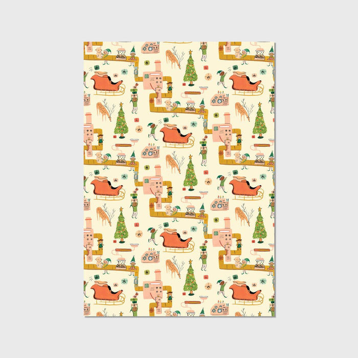 Elf Christmas Wrapping Paper - Single Sheet