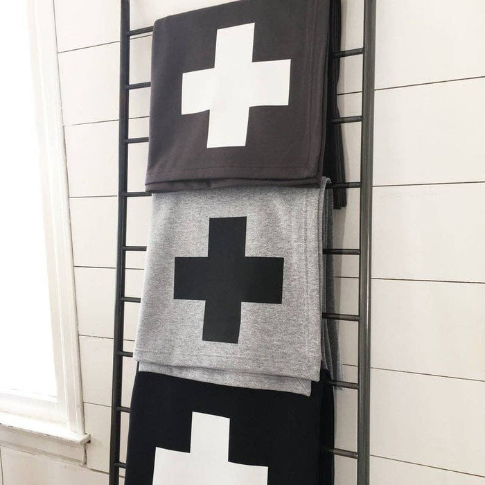 Grey - Swiss Cross Sweatshirt Blanket