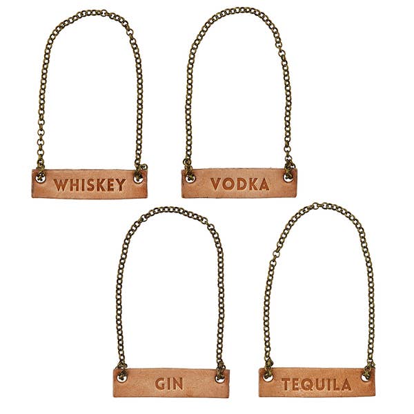 Leather Decanter Tags - Set of 4