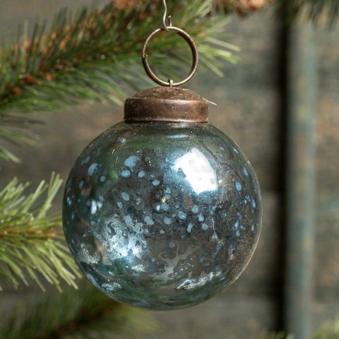 Blue Kugel Ornament - 2"