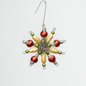 Citrene & Red Bead Snowflake Ornament