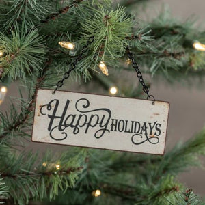 Happy Holidays Metal Sign Ornament