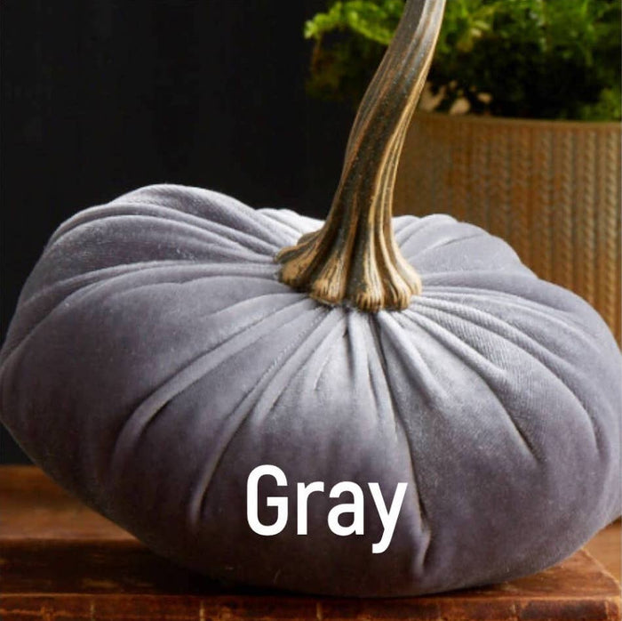 Large Velvet Pumpkin - GRAY