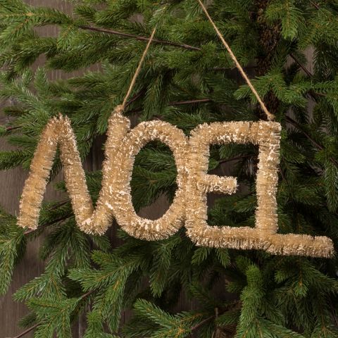 Natural Bottle Brush 'Noel' Ornament