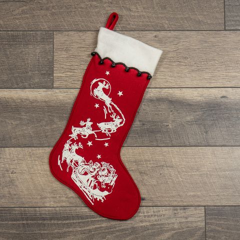 Red 'Santa & Sleigh' Stocking