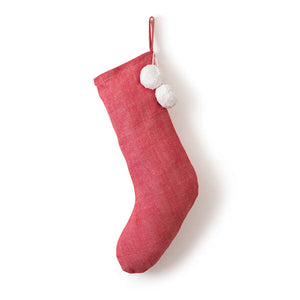 Red Stocking with Pom Poms