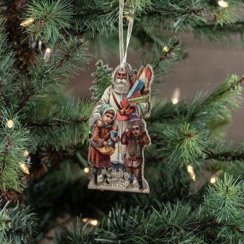 Santa with Children Cut Out Ornament