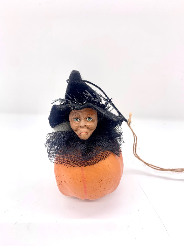 Vera Witch Head on Pumpkin Ornament