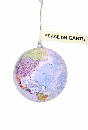 Glittered Peace Globe Ornament - 2.4"