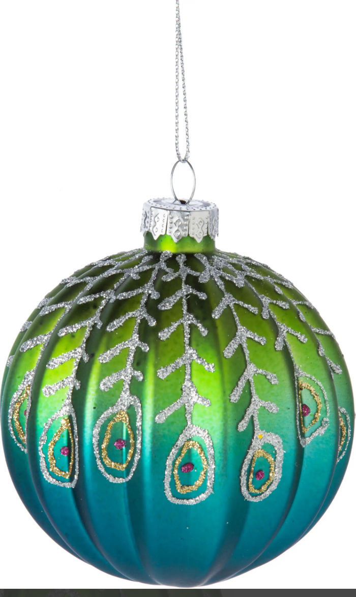 Large Peacock Glass Ornament