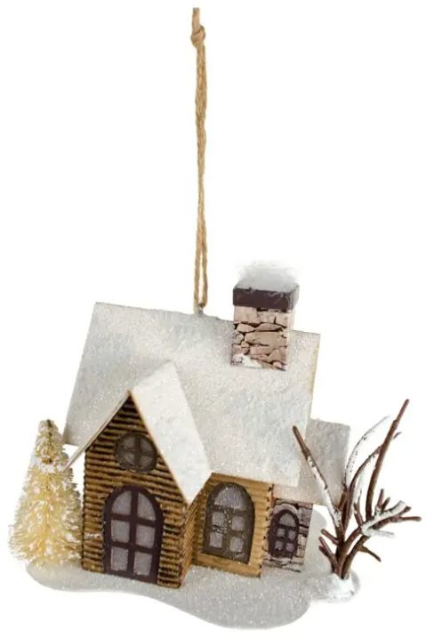 Corrugated Paper House Ornament - A