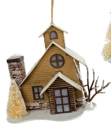 Corrugated Paper House Ornament - C