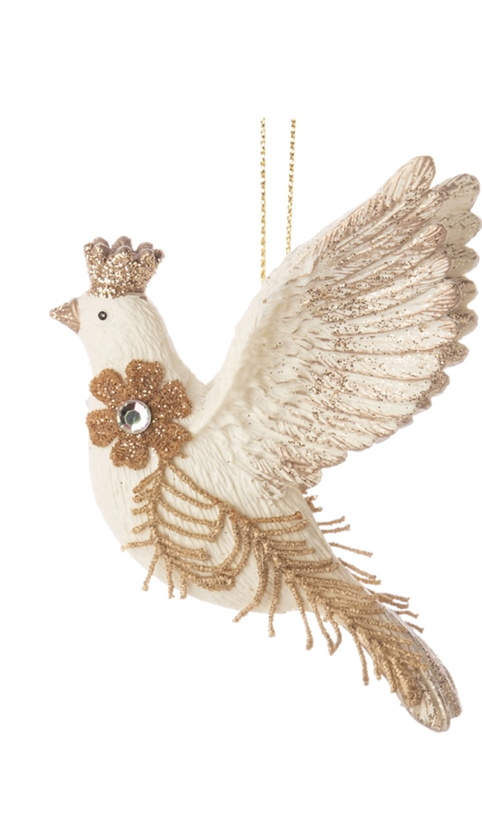 White Dove with Crown Ornament - B