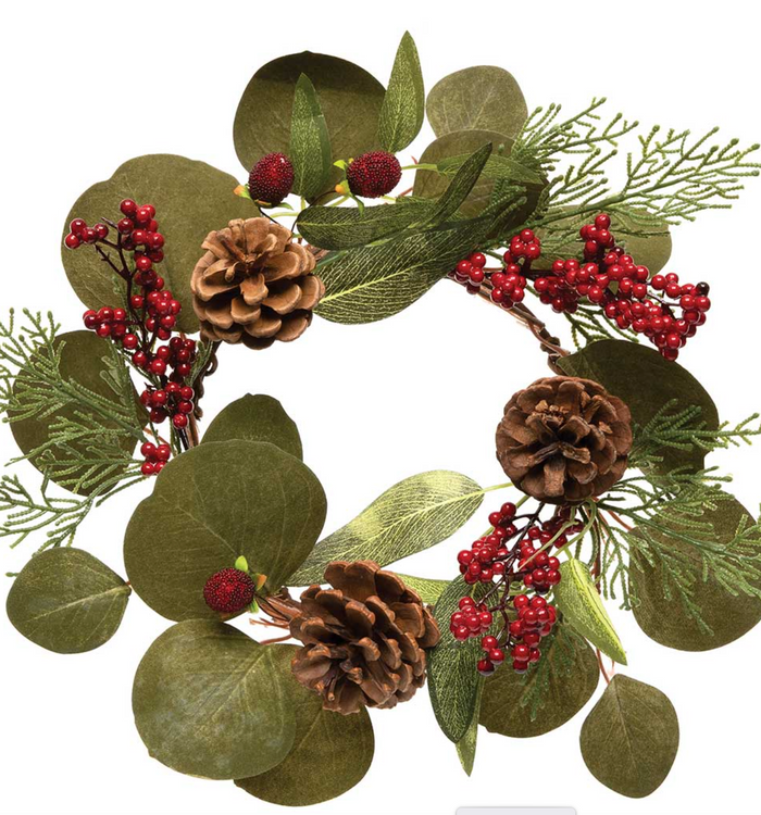 Mixed Eucalyptus Wreath with Pinecones