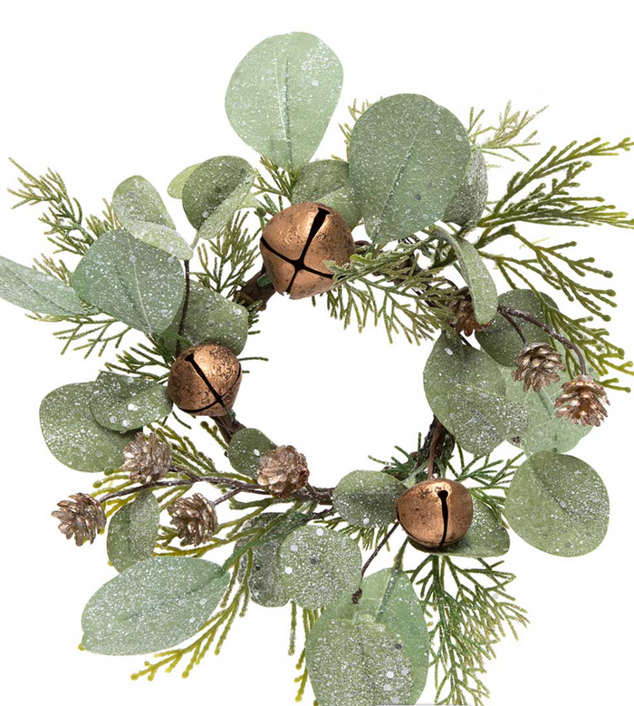 Sleigh Bell Cedar and Eucalyptus Wreath