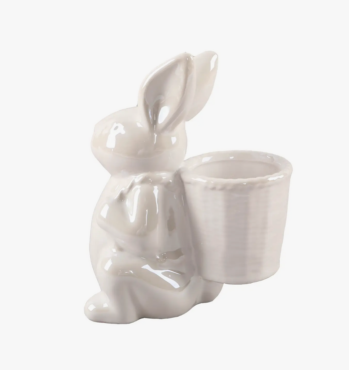 7" Ceramic Bunny Basket Vase
