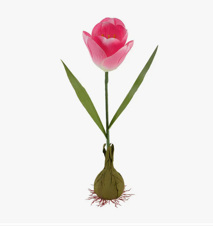 30" H Artificial Faux Fuchsia Tulip with Bulb